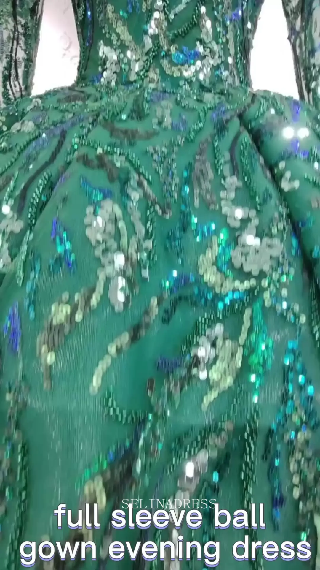 High Neck Long Sleeve Muslim Long PromDress Full Sleeve Sequined Ball Gown Evening Dress DY1108