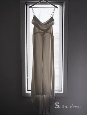 Mermaid Spaghetti Straps Rustic Wedding Dresses Elastic Woven Satin Bridal Gowns MHL2858